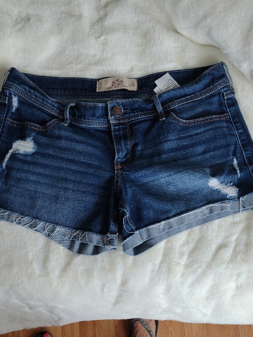 Hollister Dark Blue Denim Cutoff Shorts